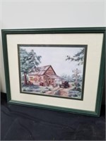 Framed & matted Mike's Garage picture 17.5 X 21.5