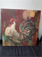 Rooster wood sign 16x16 in