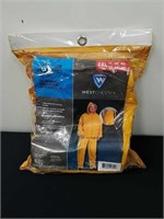 New size 2XL 3-piece yellow poly PVC rain suit