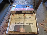 Vtg newspapers & heating pad
