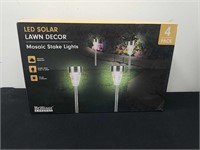New 4 pack led solar mosaic stake lights
