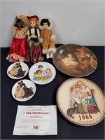 Vintage dolls and collectible plates