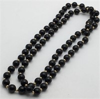 14k Gold And Onyx Beaded Necklace