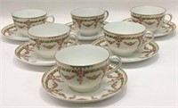 6 Mz Austria Porcelain Cups And Saucers