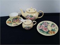 Vintage 4 inch teapot with teacup and creamer