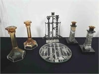 Vintage Carnival glass candle holders, vintage