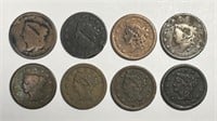 Lot of 8 Large Cents 1817-1854