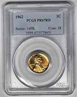 1962 Lincoln Cent Proof PCGS PR67 RD