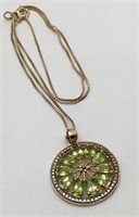 Sterling Silver Peridot & Diamond Pendant/necklace