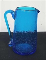 Vintage 4-in crackle glass pitcher