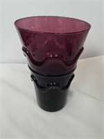 Vintage 8 inch purple art glass vase