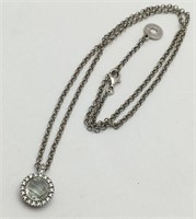 Sterling Silver Necklace & Clear Stone Pendant
