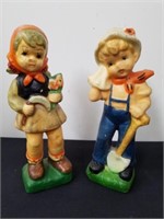 2 vintage 8.5-in wax figurines