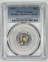 1927 Mercury Silver Dime PCGS AU details