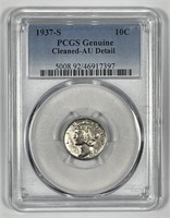 1937-S Mercury Silver Dime PCGS AU details