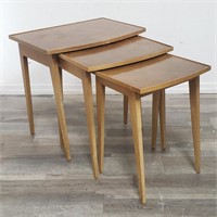 3 mid century modern leather top nesting tables