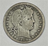 1908-O Barber Silver Quarter Good G