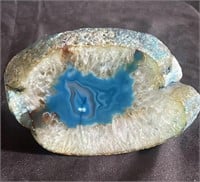 Double-sided polished blue geode slab