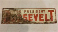 Antique Roosevelt For President License Plate