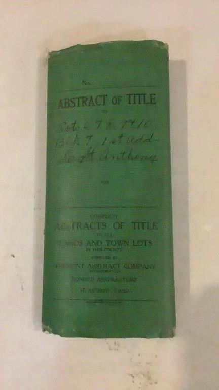 Antique 1895 Abstracts Of Title