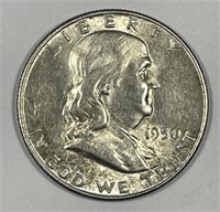 1950 Franklin Silver Half Choice AU