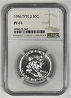 1956 Franklin Silver Half Proof Type 2 NGC PF67