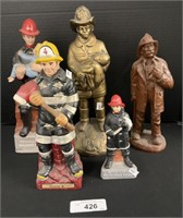 Hand Carved Wood Fireman Figure, Ceramic Firemen