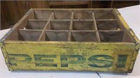 Vintage Yellow Wood Pepsi Box Crate