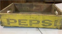 Vintage Yellow Wood Pepsi Box Crate