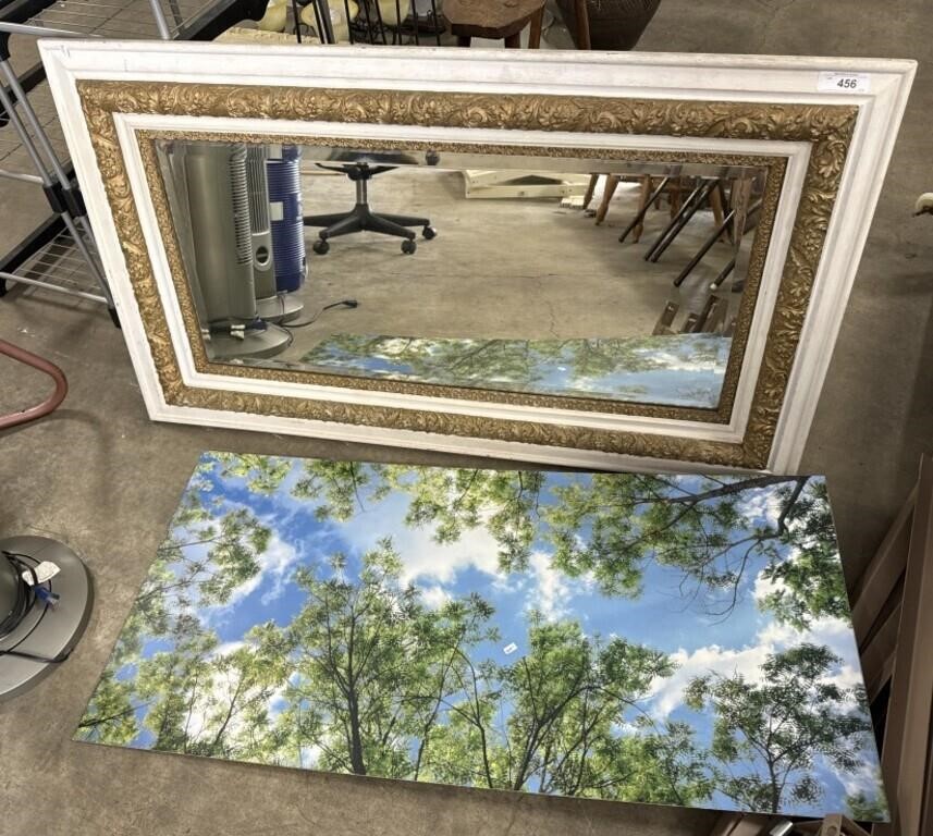 Vtg Ruffled Frame Mirror, Wall Art.