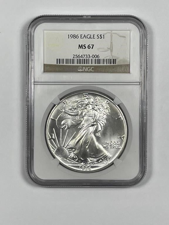 1986 Silver American Eagle 1st Year NGC