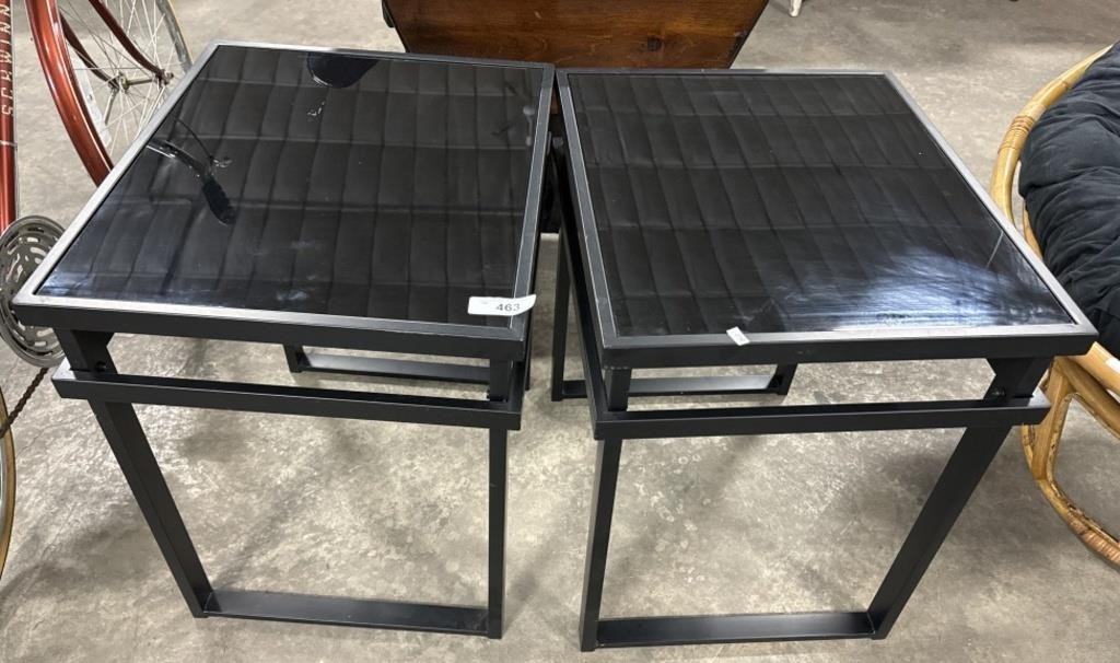 (2) Aluminum base, Smoked Glasstop Tables.