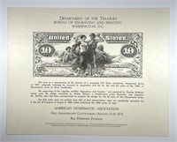 1974 ANA BEP Intaglio Souvenir Card 1896 $10