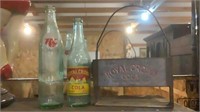 (2) Vintage RC Cola Bottles & Metal 6-Pack Holder