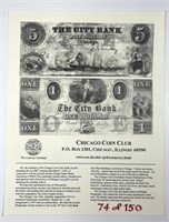 Chicago Coin Club Souvenir Card 2001 #74/150