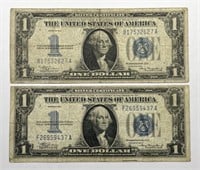 1934 $1 Silver Certificate Funny Back Pair