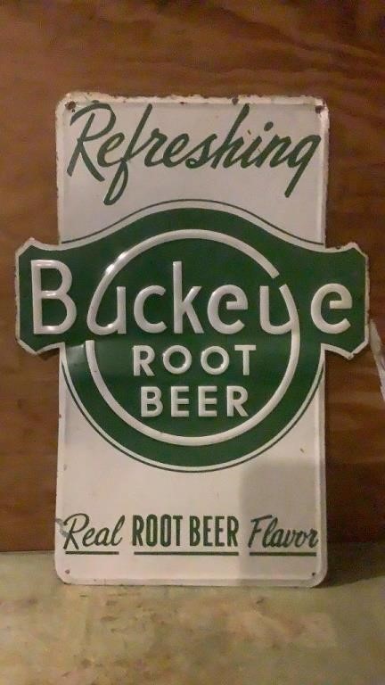Vintage Metal Buckeye Root-Beer Sign