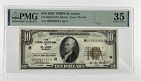 1929 $10 Federal Reserve Bank St. Louis PMG VF35