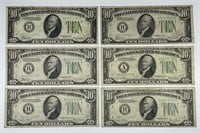 1934 $10 FRN Federal Reserve Note Assortment
