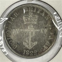 BRITISH WEST INDIES: 1822 Silver 1/4d Anchor Money