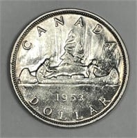CANADA: 1953 Silver Dollar $1 Uncirculated UNC PL