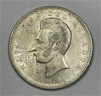 ECUADOR: 1944 Silver 5 Sucres CH AU