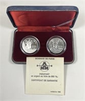 FRANCE: 1986 Silver 100 Franc Piedfort 2-Coin Set