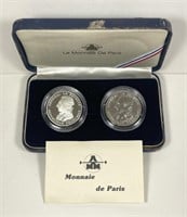 FRANCE: 1987 Silver 100 Franc Piedfort 2-Coin Set