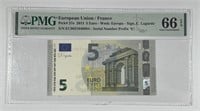 FRANCE: 2013 5 Euro Currency Note PMG 66 EPQ