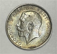 GREAT BRITAIN: 1918 Silver Half Crown AU