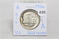 1936 Long Island Comm Silver Hall Dollar