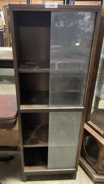 Mid Century Modern Glass Front Bookcase.