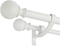 Matte White Double Curtain Rods,1" Front 5/8" Back