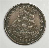 1841 Hard Times Token Webster Credit Current